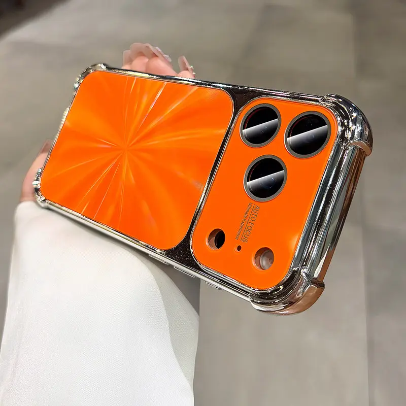 CD Pattern Metallic iPhone Case, Electroplated Silver Frame Large Camera Cutout Four Corner Shockproof Luxury Aesthetic Protective Cover Compatible with iPhone 12 13 14 15 16 17 Pro Max
