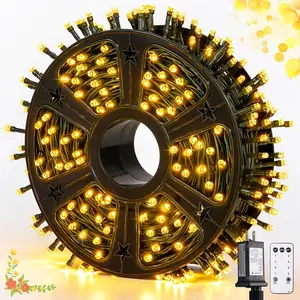 500 LED Christmas Lights Outdoor, 173ft Warm White Christmas Tree Lights, 8 Modes Plug in Twinkle String Light for Outside Holiday Indoor Ceiling House Xmas Decorations