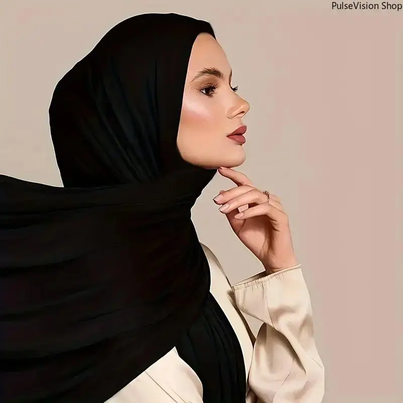 PulseVision Shop Women's Elegant Polyester Head Scarves - Breathable, Sun-Proof Hijab Scarf Head Wrap Fashion Accessory for Casual Daily Use