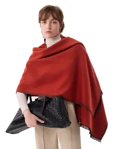 Gentleman Red Silk Scarf – 100% Mulberry Silk, Jacquard Reversible, 71"x24"