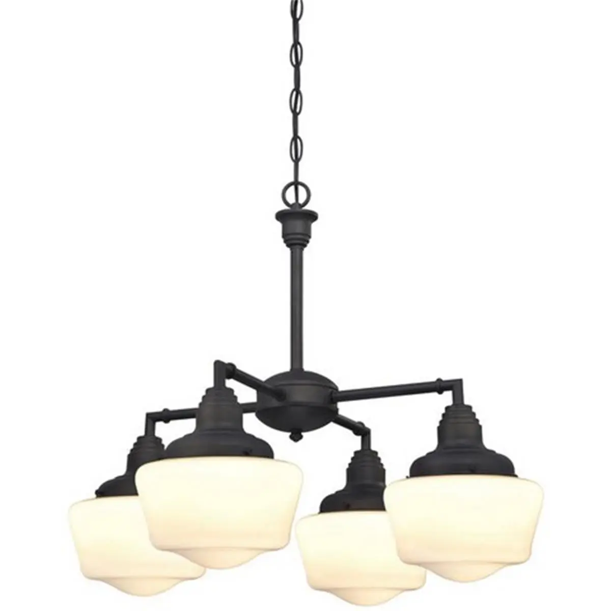 212 MAIN Westinghouse Scholar 4-Light Indoor Convertible Chandelier with White Opal Glass, Oil Rubbed Bronze Semi-Flush Ceiling Fixture
