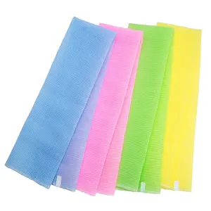 4 PCS Long Exfoliating Washcloth, African Bath Net Sponge Loofah, Body Back Scrubber for Shower, Deep Cleansing Bath Cloth in Pink, Sky Blue, Yellow, Green