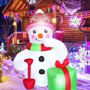 5.9FT Snowman Christmas Inflatable Decorations Wearing a Hat and Scarf with Built-in LED Lights, Blow Up Xmas Snowman Outdoor Inflatable Decor for Garden Yard Lawn and Holiday Party