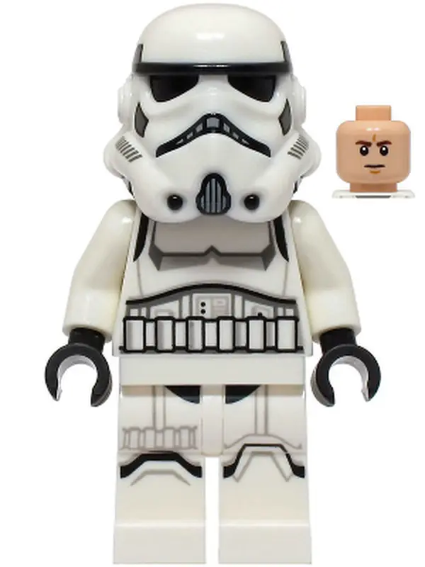 Imperial Stormtrooper - Male, Dual Molded Helmet with Light Bluish Gray Panels on Back, Shoulder Belts, Light Nougat Head Item No: sw1327