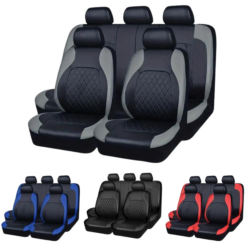 Universal Leather Car Seat Covers for 5 Seats PU Leather Waterproof Protectors Protects Spills & Scratches Fits Most Cars Vans SUVs Trucks Airbag Compatible Car Interior Accessories