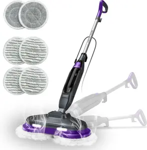 Scrub & Steam Mop with Rotating Mop Pads, 1200W Corded Electric Steam Mop, 4 Cleaning Modes, LED Headlights, 350ml Water Tank, 6m Power Cord for Sealed Hard Floors