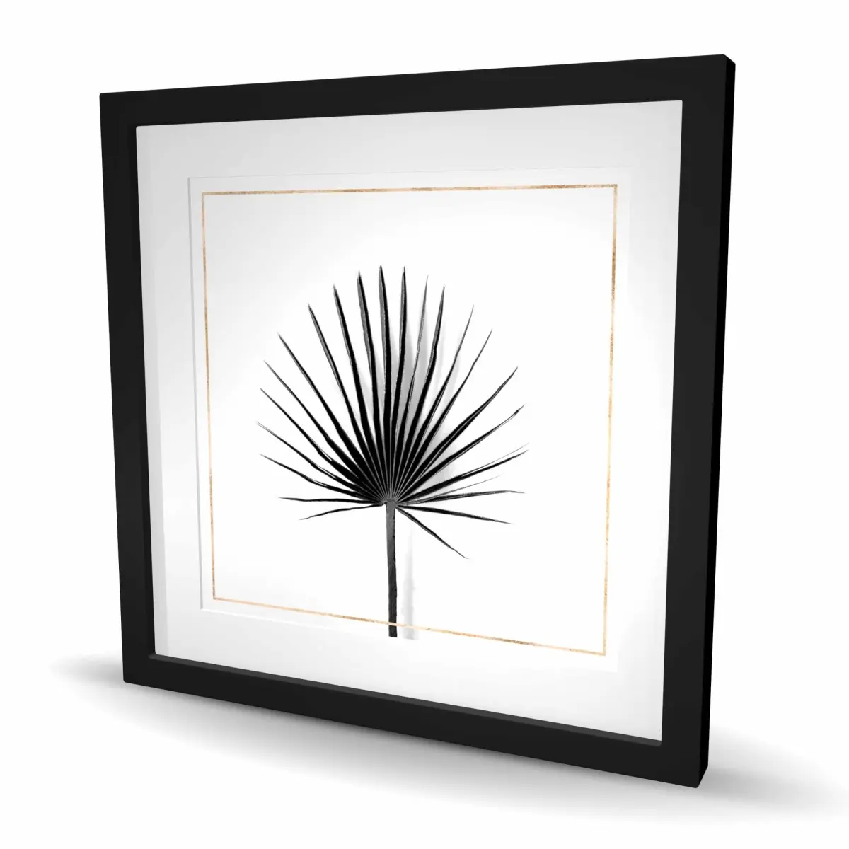 212 MAIN Matt Tropical Cabbage Palm Leaf Framed Wall Art Print - 24x24 in., Gold Lines, Artistic Botanical Pattern, Durable Nature-Inspired Decor, 9.5 lbs., Ideal Room Decor Inspo & Indoor Decoration Gift
