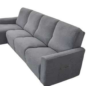 Stretchable Combination Sofa Cover Set, Fashion Leaf Texture, Waterproof, Pet Friendly, 7/9 Piece L Shaped Sofa Protector, Sofa Couch Covers (medium )