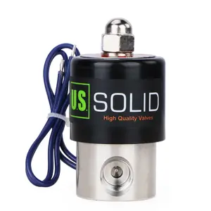 U.S. Solid 1/4" Electric Solenoid Valve Stainless Steel 12VDC Normally Closed VITON