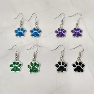 #309 Various Colors Paw Print Earrings, Casual, Daily, Animals, Dog, Cat, Alloy, Everyday Jewelry