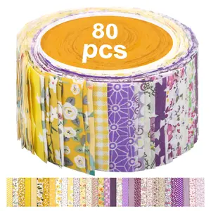 80pcs 2.55 x 19.7" Floral Fabric Rolls, Precut Rolls for Quilting, Patchwork, Sewing, Versatile Fabric Bundle, Ideal for DIY Crafts, Blankets, Purses, Assorted Floral Prints, Holiday Sewing Projects