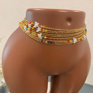 Authentic Ghanaian Handmade  waist beads -Gold color