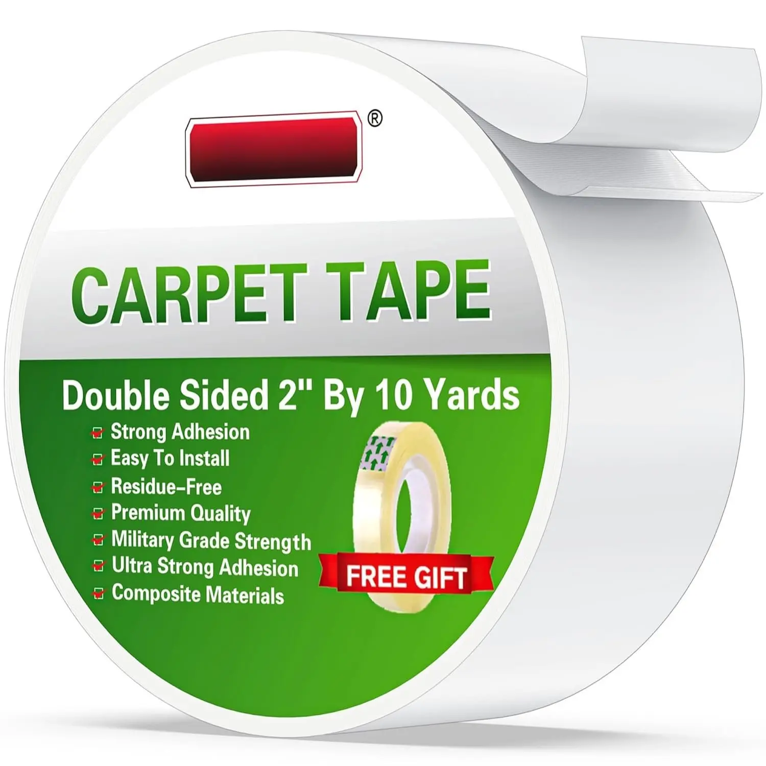 Concrete Double-Sided Removable Rugs Tape with Paper Liner - 2in x 10yd Heavy-Duty Adhesive, Residue-Free, Enhanced Safety, Easy Removal for Hardwood, Vinyl, Cement Floors, Non-Slip Anti-Curling (No Tile Hold, White)