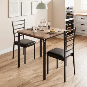 Dining Table Set for 2,Square Table and 2 Chairs Space Saving Compact Dinette Set for Small Spaces Kitchen Dining Room Apartment Breakfast Nook 29.1 x 29.1 x 30inches Retro Modern