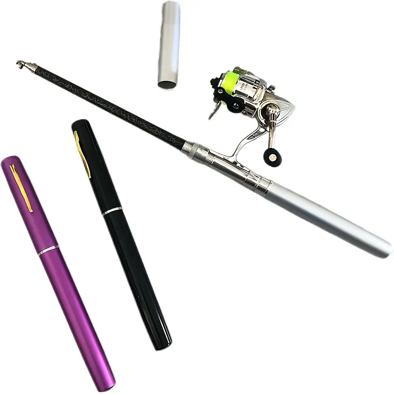 Pocket-Sized Spin Casting Fishing Combo for Small Fish - Red 8.07 inch Glass Fiber Retractable Rod, Ambidextrous Reel, Fast Action, Extra Light Power, Fishing Rod