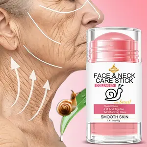 Facial Neck Collagen Stick, Snail Mucus & Aloe Vera Essence, Brighten Skin Tone, Firming Neck Skin, Smooth, Portable Hydrating Moisturizer 40g