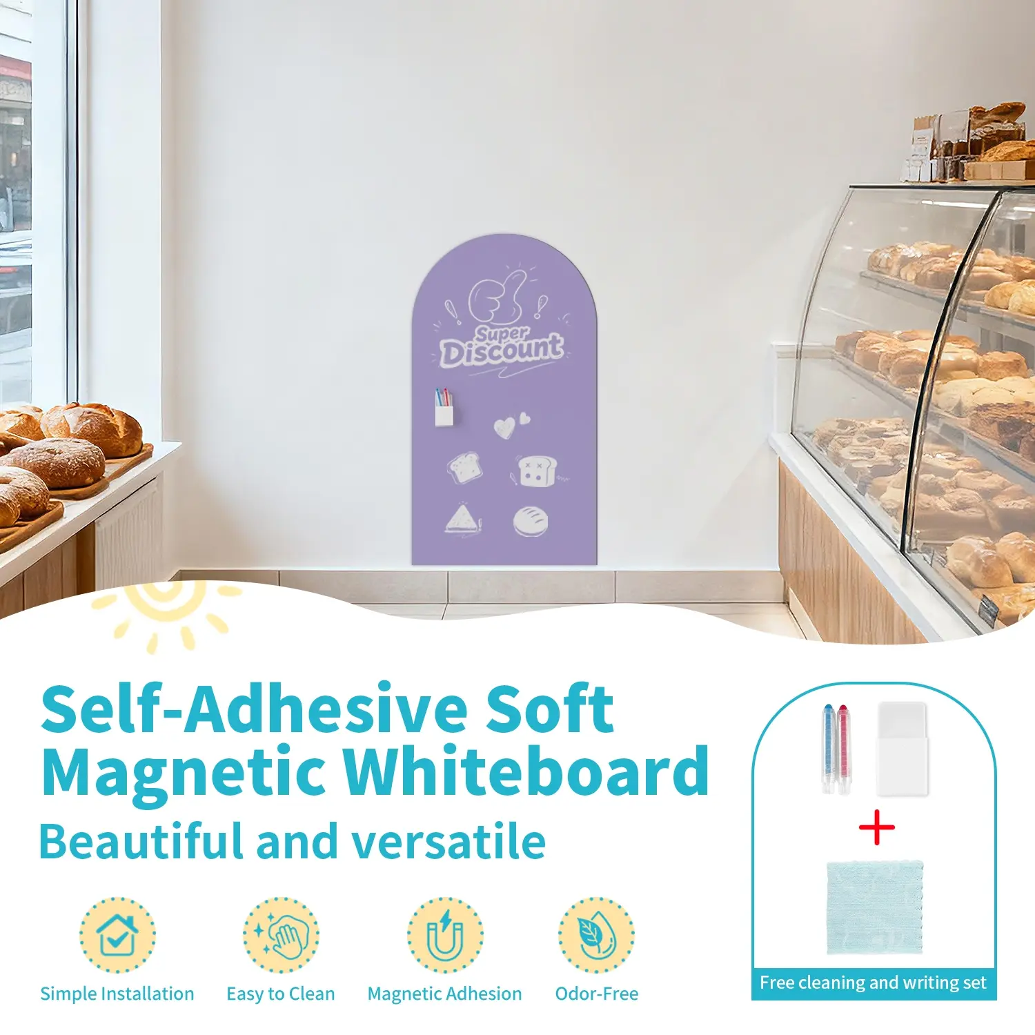 Dry Erase Board Stickers Portable Wipeable Board Self-Adhesive Arch Design, Ideal for Teaching Demonstrations, Drawing Graffiti, Writing, Holiday Gifts, Two Sizes Available