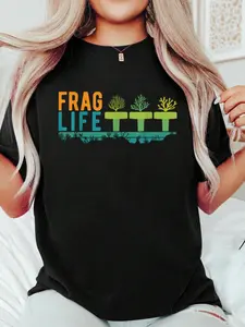 Aquarist Shirt Frag Life Coral Reef Saltwater Funny Aquarium T-Shirt Print T-Shirt Casual Crew Neck Short Sleeve Comfort Tee Top For Spring & Summer Women's Clothing