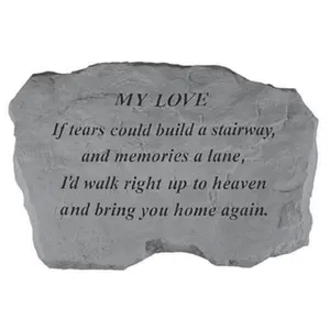 212 MAIN Cast Stone Garden Stones - Kay Berry Inc. 97720 "My Love-If Tears Could Build A Stairway" Weatherproof Memorial Decor, Wall Mount, 16x10.5x1.5"