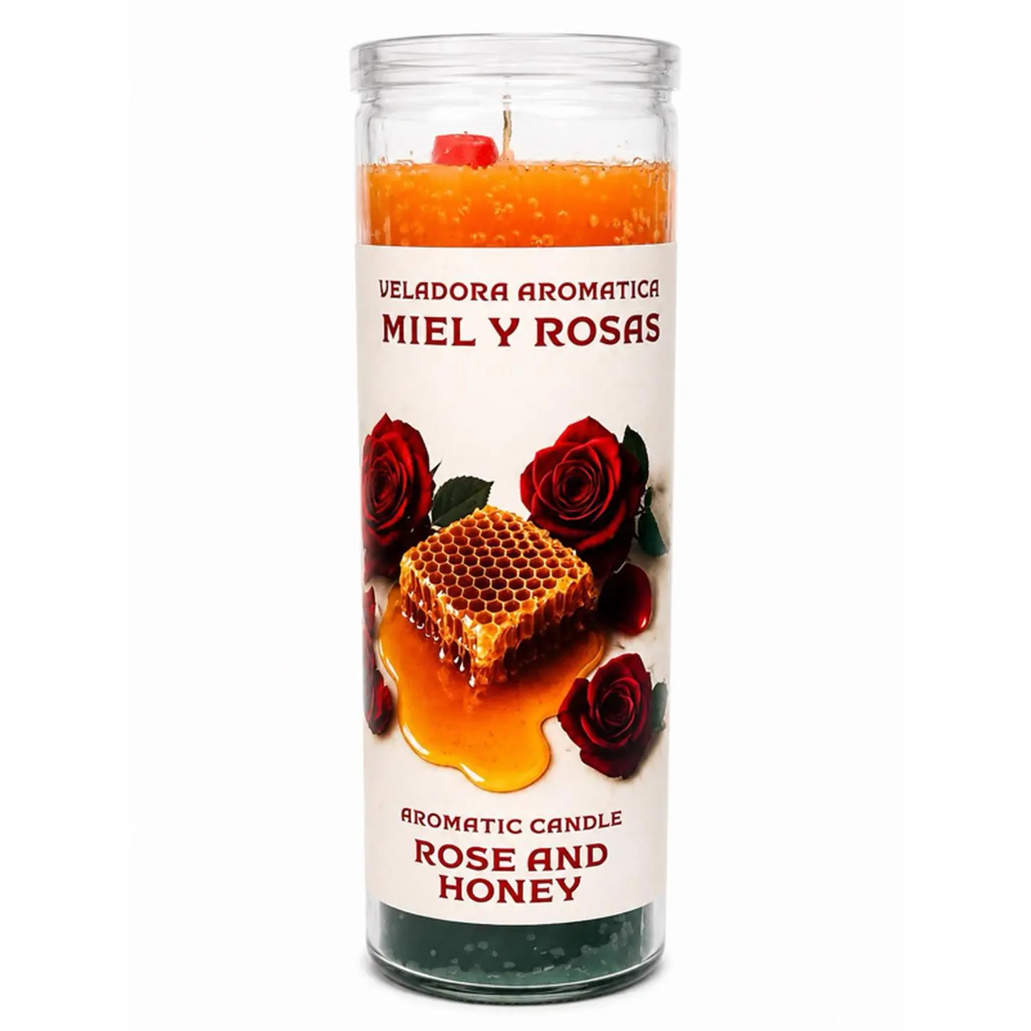 Veladora Aromatica Miel Y Rosas Aromatic Candle for Love and Romance Rose and Honey Candle for Relationship Strengthening