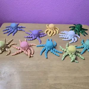 3D Printed Small Octopus - Colorful Collection of Eight Vibrant Octopus Toys for Kids and Collectors