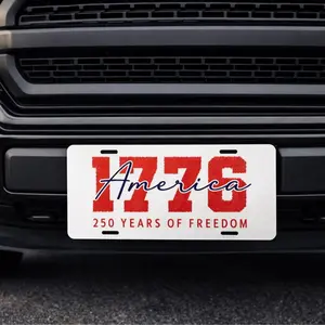 1776 America License Plate, USA 250th Anniversary Vanity Tag 1776–2026, Patriotic Aluminum Car Decor Gift for Independence Day, History Lovers