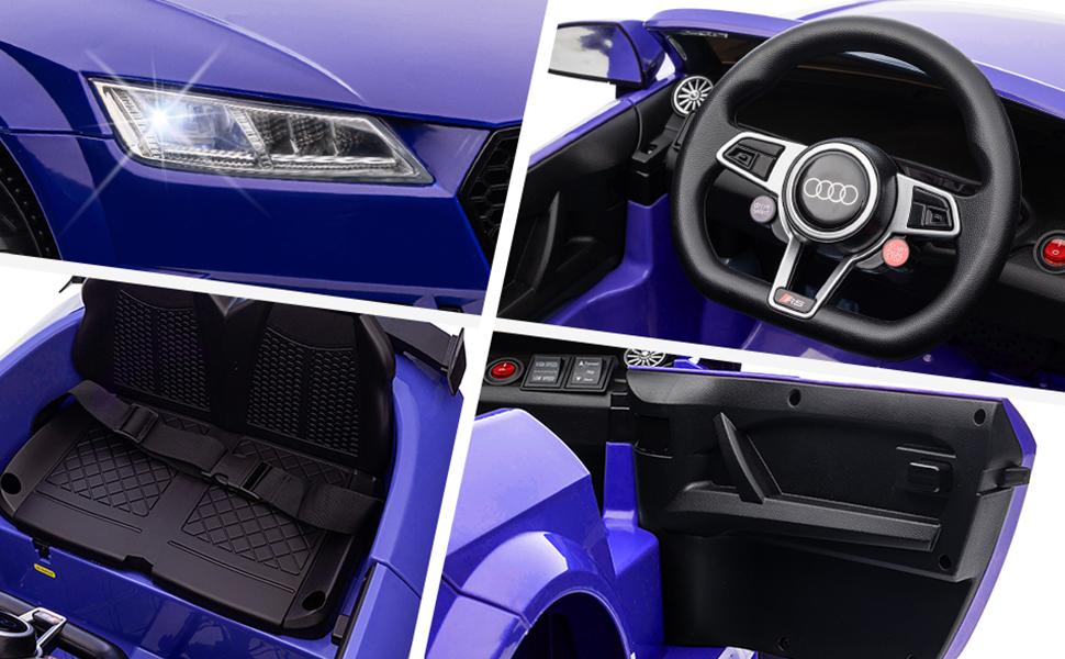 Hikiddo 12V Kids Ride on Toy Car, Licensed Audi Electric Car for Toddler with Remote Bluetooth Outdoorfun