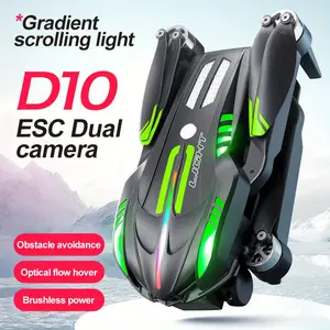 D10 Drone Foldable Quadcopter | Servo Gimbal Stabilization EIS | Optical Flow ESC Gradient Flow LED 2.4GHz Anti-Interference