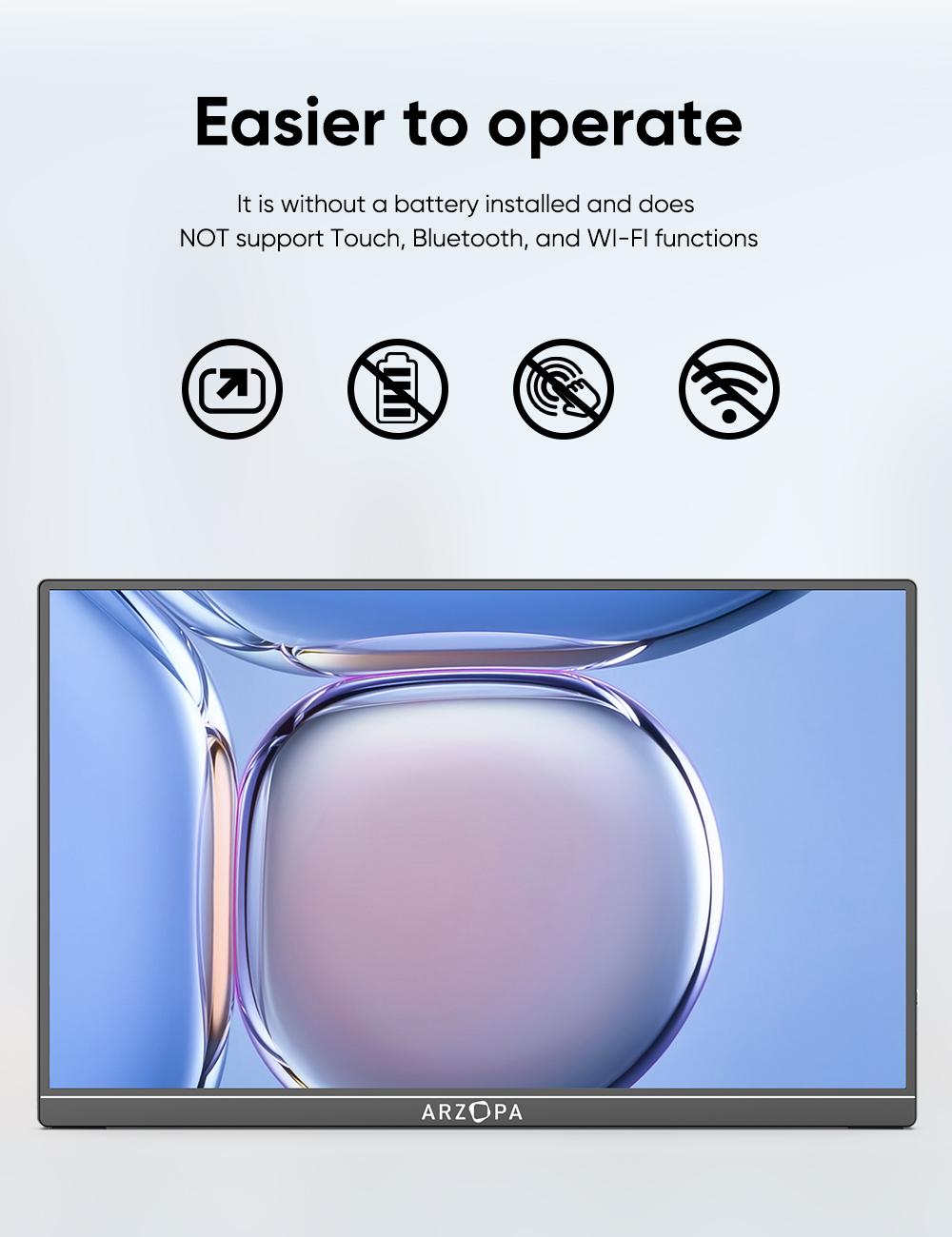 ARZOPA Portable Monitor FHD 1080P Ultra-Slim Portable Laptop Monitor IPS Display for PC MAC Phone Xbox, PS5 - USB C & HDMI Connectivity Remote Work