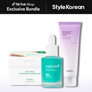 [Stylekorean] Redness Relief Holy Grail Set for Sensitive Acne-Prone Skin (Dr.Althea StretchFit Calming Pad, Jumiso Oil Control Cream, Medicube Azelaic Acid 16 serum)