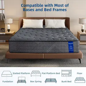 【Father's Day】12-in Medium-Firm Hybrid Queen Size Mattress - Cooling Gel Memory Foam, Bagged Springs, Luxurious Knit Blend, Shock Absorption, Reinforced Edges, Vacuum Compressed, Individually Packaged, Mattress Queen Size