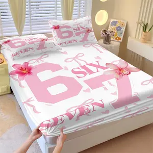 Festive 67 Creative Meme Fitted Sheet Set (2 Pillowcases Included) | Soft & Comfortable, Trendy Creative Gift, Unique Home Accent