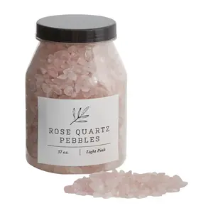 Light Pink Rose Polished Quartz Pebbles Houseplant Accent Bowl Filler