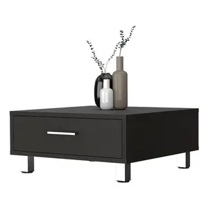360 Stand 24 in. Wengue Base Manufactured Wood Rectangular Coffee Table, Black Rectangular Table