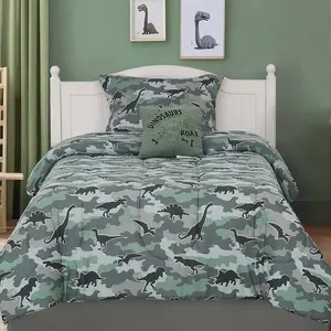 Full Size Comforter Set for Boys-4 Pieces Dinosaur Glow in The Dark Full Bedding Sets for , 1 Comforter, 2 Shams and 1 Decor Pillow