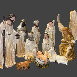 Nacimiento 12 Pulgadas - Nativity Set 12 Inch 11 Piece Set with Detailed Figures and Gold Accents