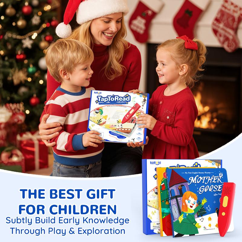 KOKODI Talking Pen Book Sets for Kids, Interactive Audio Sound Books with English Words & Mother Goose Nursery Rhymes, 700+ Touch Points Sensory Learning Toy, Educational Gift for Kids