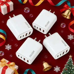 40W USB-C wall charger block Travel Charger Set 1 2 3 4 5 Pack Four-Port Type-C Fast Charging Brick Dual PD QC Wall Plug Adapter Compatible with iPhone 13 14 15 16 17 Pro Pro Max iPad AirPods Apple Watch Samsung Galaxy Series