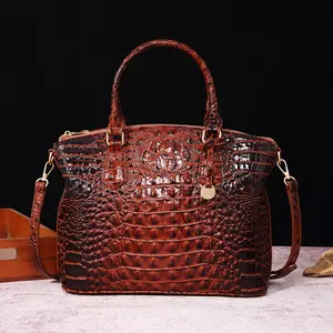 Chic Crocodile Embossed Tote Bag | Textured with Metal Buckle, Dual Handles & Strap for Commuting, Work, Evening