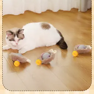 Kitten Surprise Gift Smart Interactive Cat Toy Ball, 3 Modes Automatic Moving Ball with Plush Cover, Rechargeable Self-Rolling Cat Toy for Indoor Cats stress relief toy