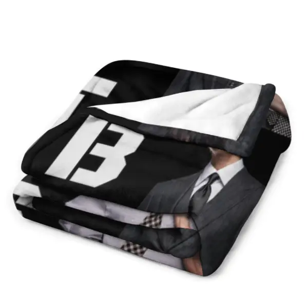 K-Pop Inspired Group Blanket, Black Aesthetic Music Theme Throw Blanket, Soft Flannel Fleece Cozy Blanket for Bedroom Sofa Bed Decor, Gift for Music Lovers and Collectors