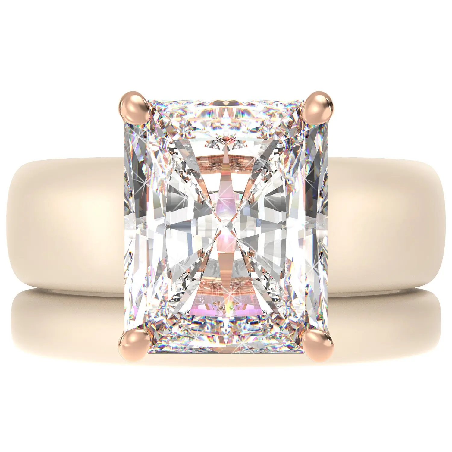 Emerald Cut CZ Silicone Ring Set for Women, Stackable 2-Ring Set, 10x8 mm CZ Stone, Thin Band, Patented Design, GlowStone Collection