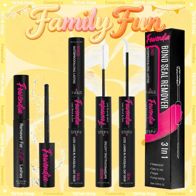 Fowendia Lash Bond and Seal with Glue Remover Kit | Beginner Friendly Makeup DIY Lash Extensions at Home | Waterproof & Long Lasting California Sunset Manga 3IN1 Set for Young Girls dealsforyoudays