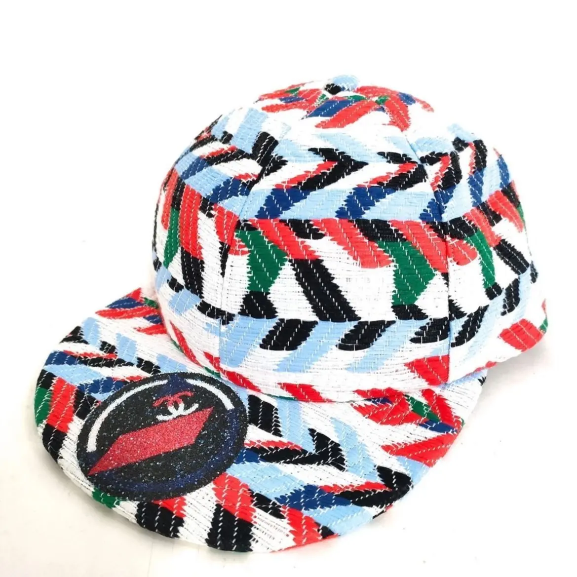 Pre-owned CHANEL Airlines Multicolor Tweed CC Baseball Cap with Vibrant Tweed Pattern and Logo