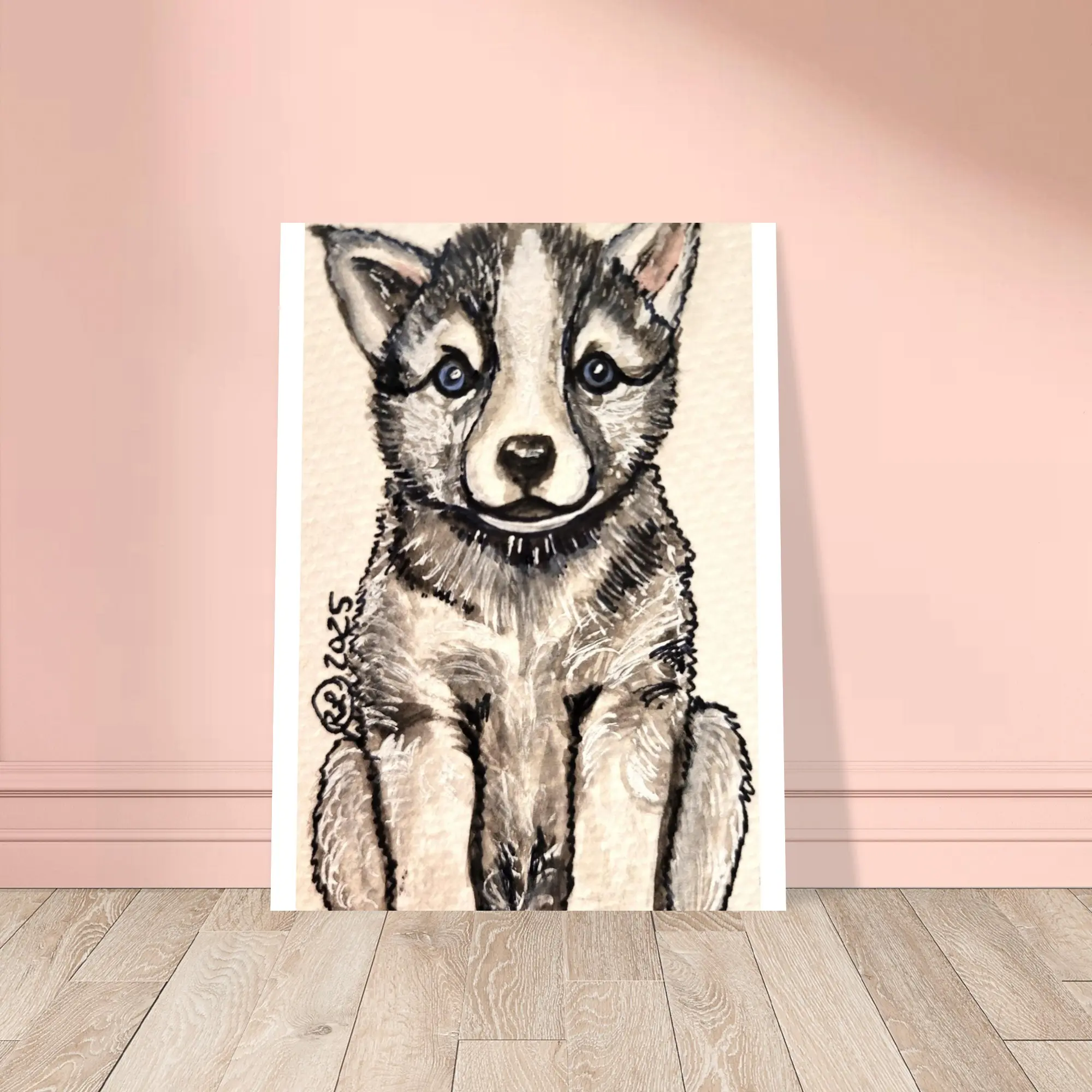 Blue-Eyed Husky Watercolor Print | Framed Poster Art | Wall Decor