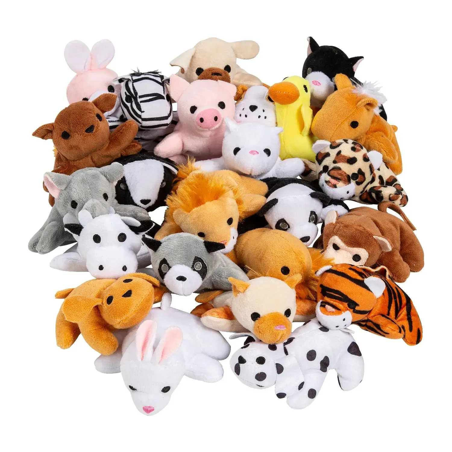 Mini Pet & Zoo Stuffed Animal Handout Assortment, 4", Bulk 48 Pcs