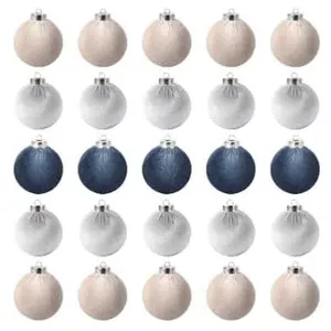 Shatterproof Soft Christmas Ball Ornaments - 25 Pack, 3.15 Inch Flocked Plastic Baubles - Classic Holiday Tree Decorations for Home, Party, Fireplace, Wedding - Blue Gray