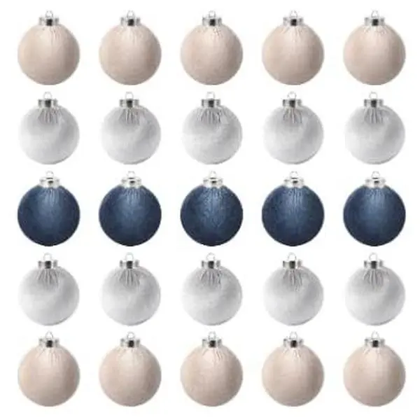 25-Pack 3.15" Blue Gray Shatterproof Soft Christmas Ball Ornaments, Flocked Plastic Baubles – Classic Holiday Tree Decorations for Home, Party, Fireplace or Wedding