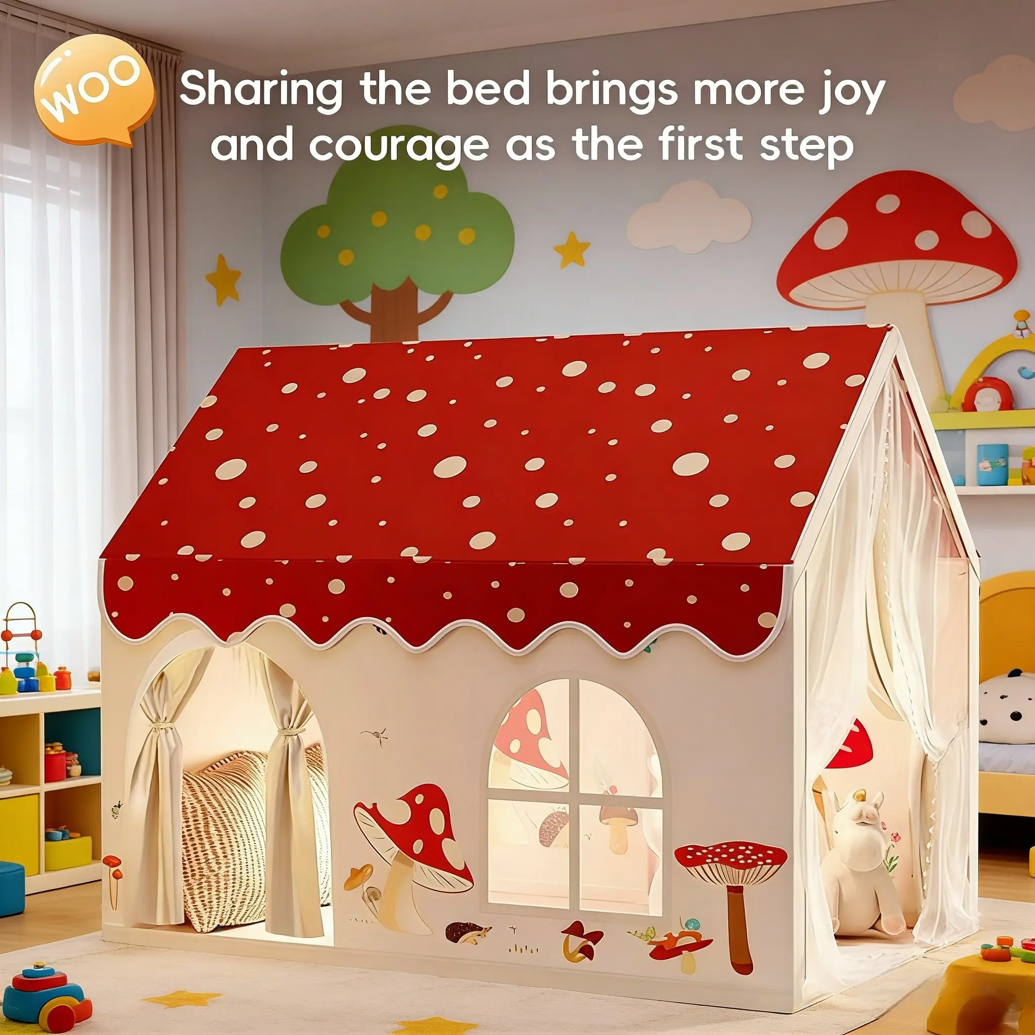 Jumbo Kids Play Tent, Game Tent, Fairy Tale Castle, Windows Curtains Carry Bag, Sturdy Steel Frame, Portable Outdoor Playhouse, Early Learning & Party Decor, Halloween Christmas Birthday Gift, No Accessories