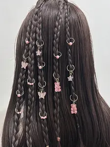 Cute Butterfly & Star Design Zinc Alloy Acrylic Hair Rings, 14pcs Fashionable Party Dress Hair Accessories for Women & Girls, Trendy All-match Hair Accessories for Birthday Gift, Braid Hairstyles, Hair Clip, Hair Clip Set, Butterfly Clips